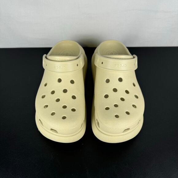 CROCS Classic Crush Clog Bone Tan Slip On Platform Sandal Ladies Size 10 - Picture 8 of 11